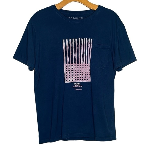 Raleigh Workshop Men’s Pocket Tee Shirt Relaxed Blue Size Small Bill Thelen - Picture 1 of 9